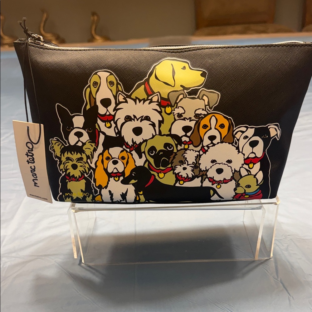 Marc Tetro Black Pups Cosmetic Bag